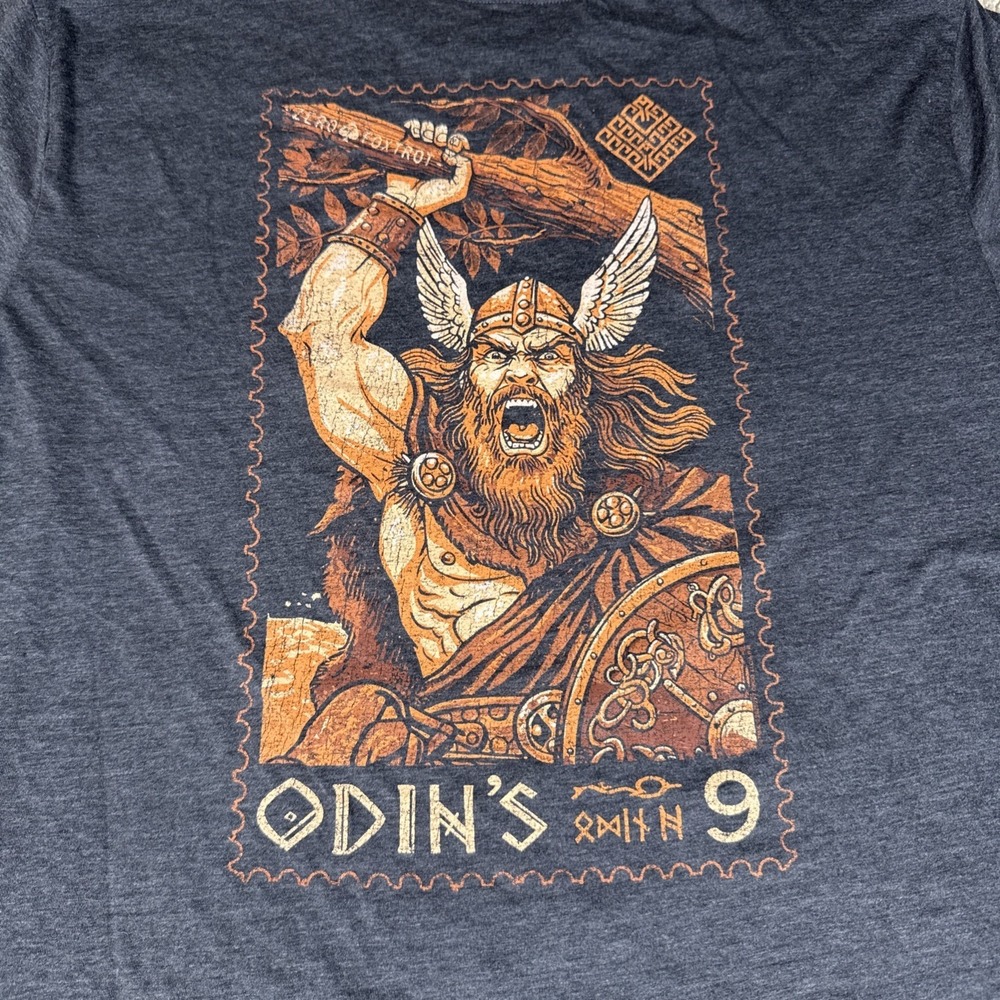 New Zero Foxtrot Men's XL Thor's Odin's‎ 9 Viking Graphic T-Shirt Charcoal Gray
